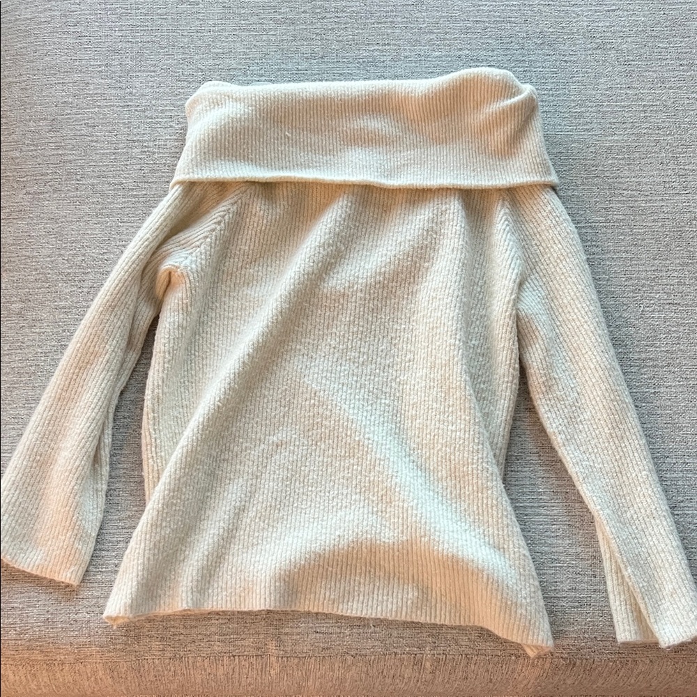 Elegant Cream Off-Shoulder Sweater